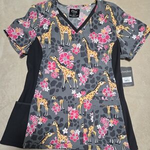 Cherokee giraffe scrub top